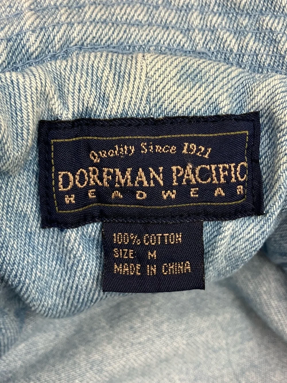 VTG Dorfman Pacific Blue Denim Light Wash Bucket Sun Hat Size Medium (Women’s?)